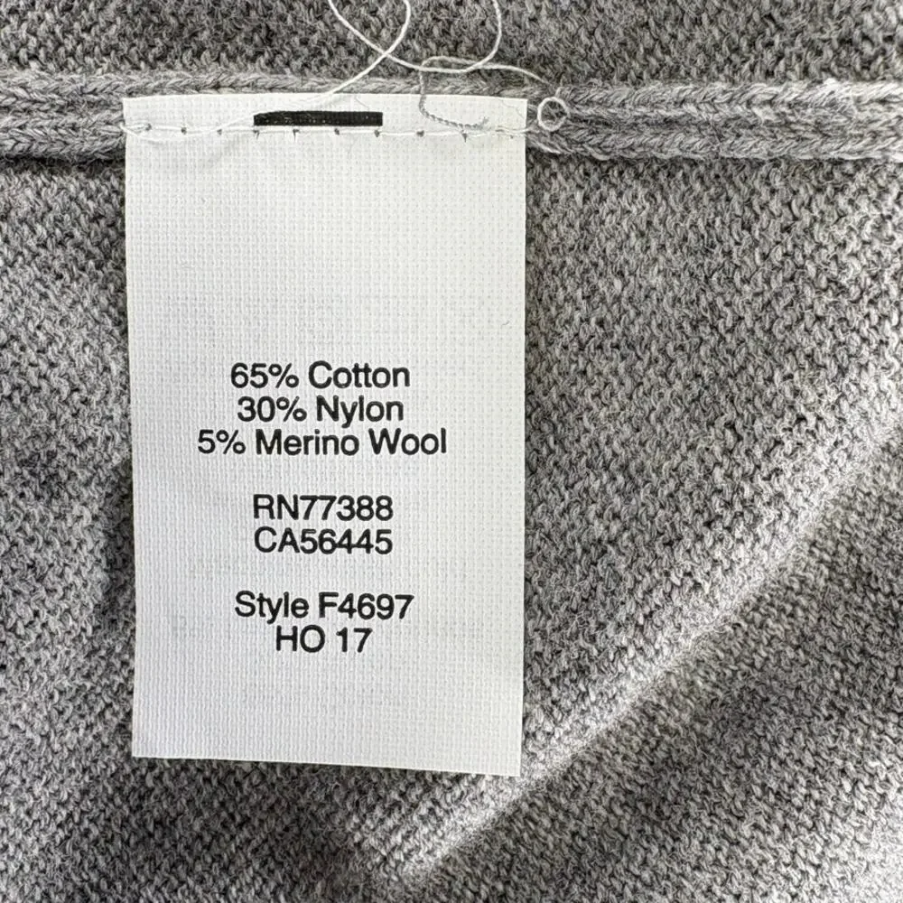 NWT J. Crew V-Neck‎ Preppy Neutral Grey Cotton Wool Dad Grandpa Sweater Sz S